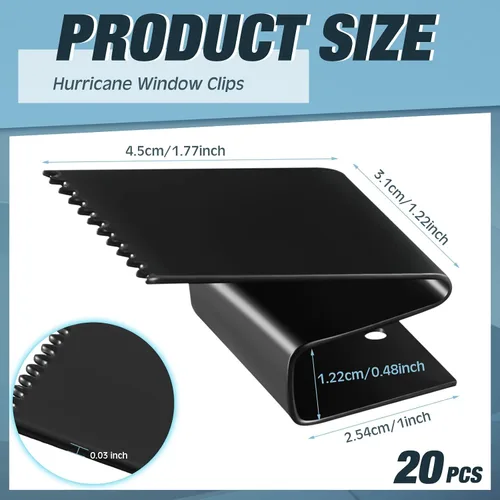 Vista 2 de 20 clips de madera contrachapada de huracán, tormenta, de acero al carbono, para protección universal reutilizable de 1/2 pulgada, color negro