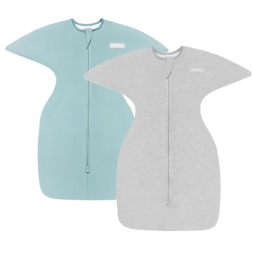 Vista 14 de PuppyPaws - Saco de dormir para bebé, 1.5 TOG, envolvente de transición con mangas largas con brazos hacia arriba y puños de manoplas, saco de Verde