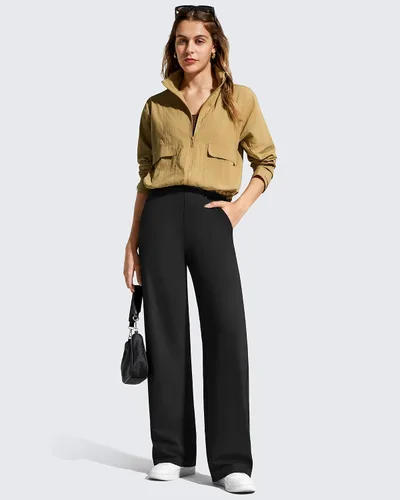 Vista 5 de G4Free EverGoing - Pantalones de vestir de pierna ancha para mujer con Negro