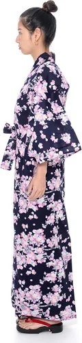 Vista 3 de Kimura Jitsugyo Kyoto - Bata tradicional Yukata Kawaii fácil de usar para mujer (kimono casual japonés) Set 2