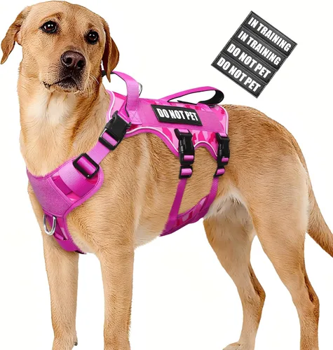Vista 20 de WINSEE - Arnés para perro a prueba de fugas, arnés Molle de servicio y trabajo con doble asa, chaleco táctico para mascotas con 4 parches