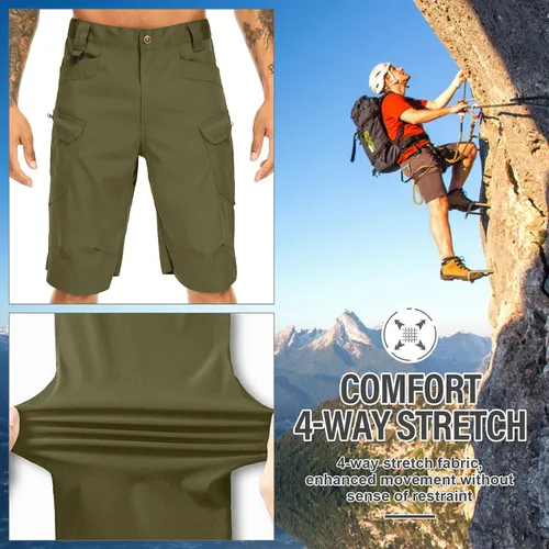 Vista 7 de Jessie Kidden Pantalones cortos tácticos para hombre, elásticos, para exteriores, resistentes al desgaste, rasgaduras, parada, trabajo, senderismo