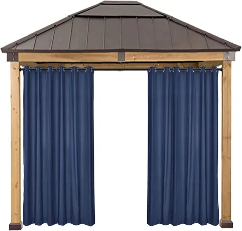 Vista 8 de Macochico Cortinas impermeables para patio al aire libre, cortinas opacas con aislamiento térmico, cortinas resistentes al viento para puerta Beige