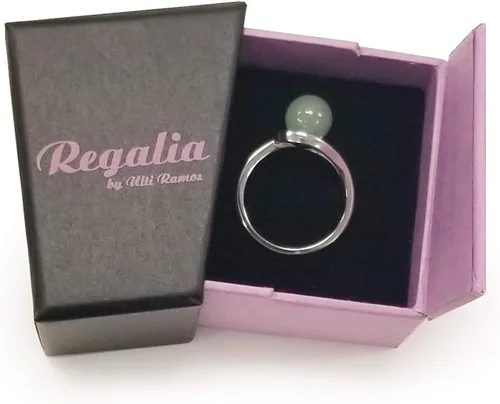 Vista 2 de Regalia by Ulti Ramos Anillo de cuentas de jade real verde de 0315in en plata de ley tamaño 7