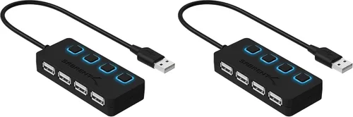 Vista 9 de SABRENT Hub de datos USB 2.0 de 4 puertos con interruptores de alimentación individuales con LED iluminados [no se admite la carga] para Mac y PC