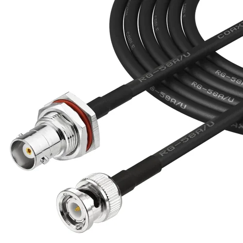 Vista 9 de Superbat Cable BNC RG58 BNC macho a hembra de 50 ohmios, cable coaxial de 2 pies, paquete de 2 Cable de extensión de antena de baja pérdida
