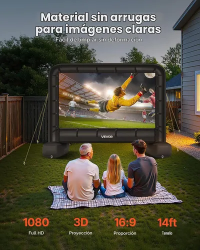 Vista 2 de VEVOR Pantalla de cine inflable de 14 pies, pantalla de proyector inflable con bolsa de almacenamiento portátil, proyección de película fácil