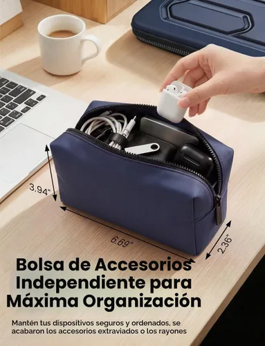Vista 5 de DOMISO Funda rígida para portátil de 17-17.3 pulgadas impermeable a prueba de golpes con asa y bolsillo de almacenamiento, compatible con MacBook