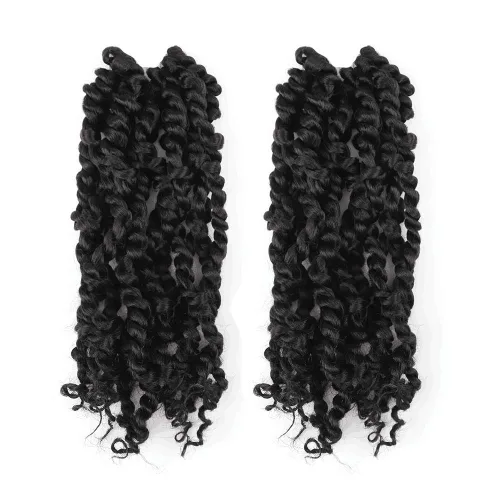 Vista 4 de TOYOTRESS Tiana Passion Twist Hair – 6 pulgadas, 2 piezas de trenzas de ganchillo pretrenzadas color negro natural, extensiones de cabello sintético
