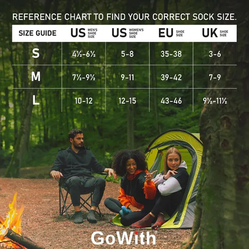 Vista 2 de GoWith Alpaca Wool Low-Cut Socks for Men & Women, Cushioned Terry Warm Thermal Thick Merino Blend Camping Socks