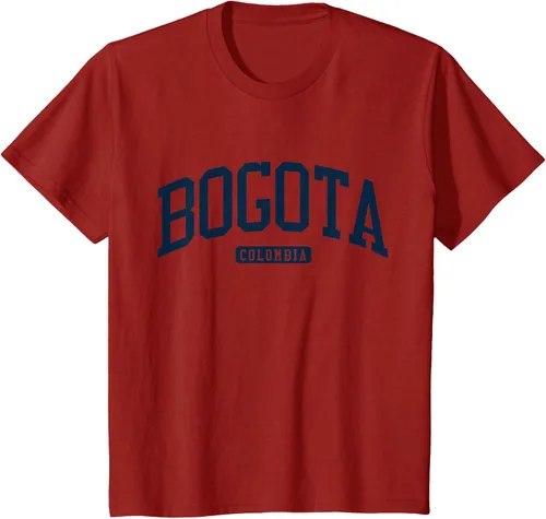 Vista 66 de Bogotá Colombia College University Style Camiseta azul marino, Blanco