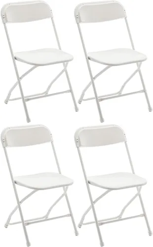 Vista 12 de BTEXPERT Silla Plegable de Plástico Blanco con Marco de Acero, Silla Comercial de Alta Capacidad para Eventos, Ligera, Set para Oficina, Boda