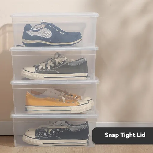 Vista 7 de novelinks Contenedores de almacenamiento de plástico transparente de 6 cuartos con tapas transparentes, caja apilable, contenedor organizador