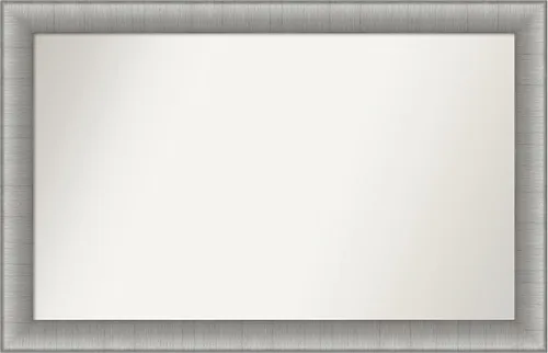 Vista 186 de Amanti Art Espejo de baño plateado para sobre el fregadero, 28 x 37 pulgadas, elegante espejo rectangular de peltre cepillado, marco de madera