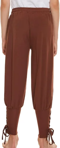 Vista 6 de Pantalones de pirata medievales con banda al tobillo para niños disfraz de pirata vikingo disfraz de Halloween para cosplay pantalones góticos a