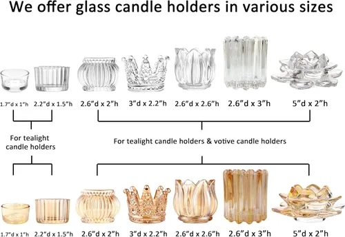 Vista 8 de GOLDEAL Portavelas ámbar Tealight, juego de 24 portavelas de vidrio grueso, portavelas votivas, para decoración de mesa de boda, suministros
