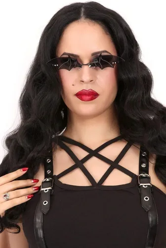 Vista 2 de Gafas de sol góticas Vampire Bat, Negro