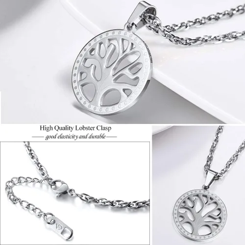 Vista 6 de PROSTEEL Collar del árbol de la vida, collar espiritual de la naturaleza, collar del árbol genealógico, joyería para hombre y mujer, caja de regalo