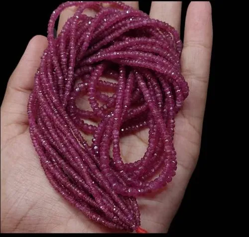 Vista 5 de Krishiv Exports - Cuentas facetadas de rubí natural raras/Cuentas facetadas de rubí/Rubí facetado Rondelle/Rubí Piedra preciosa/Rubí/16 "Strand/2.5