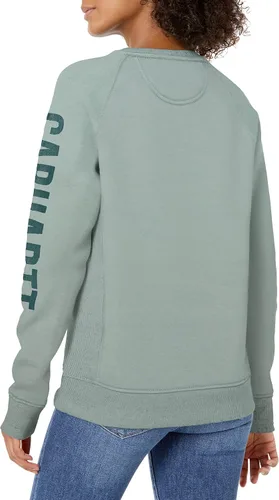 Vista 2 de Carhartt Sudadera estampada de peso medio con cuello redondo y manga con logotipo para mujer