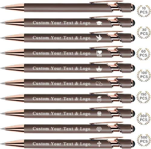 Vista 25 de Bolígrafos personalizados a granel, bolígrafos personalizados con nombre/logotipo en ambos lados, regalo de tinta negra, bolígrafo grabado con lápiz