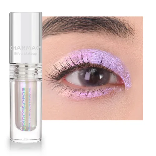 Vista 9 de CHARMACY Sombra de ojos líquida duocroma, aspecto metálico, juego de sombras de ojos con purpurina de larga duración, pigmentos metálicos, secado