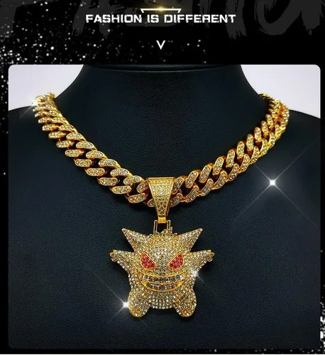 Vista 2 de MFJFHK Miami - Cadena de eslabones cubanos para hombre, chapado en oro dorado, collar de hip hop, cadena de diamantes para hombre, joyería de hip