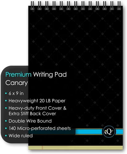 Vista 3 de iScholar iQ+ Bloc de escritura premium, canario, 6 x 9 pulgadas, 140 hojas, doble alambre (69120)
