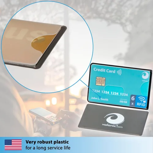 Vista 5 de valonic Juego de 6 fundas de bloqueo RFID - frontal transparente, funda protectora de tarjeta de crédito para billetera - Bloque de protección