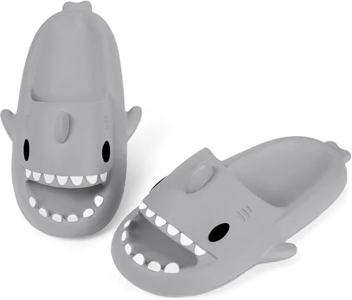 Vista 6 de KVbabby Sandalias de tiburón para niños Pantuflas de ducha de nube para niños y niñas Lindas sandalias de punta abierta de dibujos animados