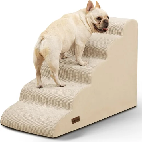Vista 31 de Aodisman Escaleras para perros y gatos pequeños,Rampa para mascotas de 3 Beige