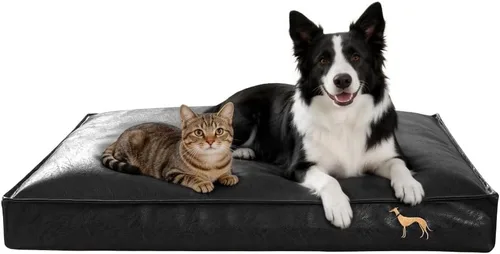Vista 16 de SOMAHE Cama ortopédica para perro, piel sintética impermeable, funda extraíble lavable, antideslizante, resistente a las masticaciones, plumón