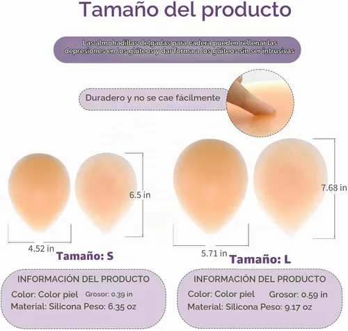Vista 7 de Almohadillas de silicona adhesivas para caderas para mujer - Almohadillas reutilizables elevadoras de glúteos, almohadillas adhesivas para glúteos