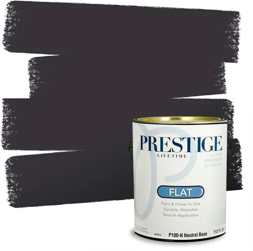 Vista 158 de PRESTIGE Pinturas Pintura Exterior e Imprimación en Uno, 1 Galón, Mate, Combinación Comparable de Sherwin Williams* Black Magic* SW6991-PCM