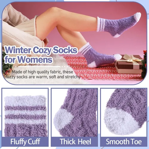 Vista 4 de ANTSANG Womens Fuzzy Socks Slipper Winter Fluffy Cozy Cabin Warm Soft Fleece Comfy Home Socks