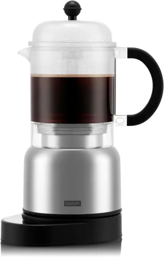 Vista 5 de Bodum Cafetera eléctrica Chambord de 17 onzas, jarra de plástico con control Wi-Fi y temporizador programable, acero inoxidable pulido