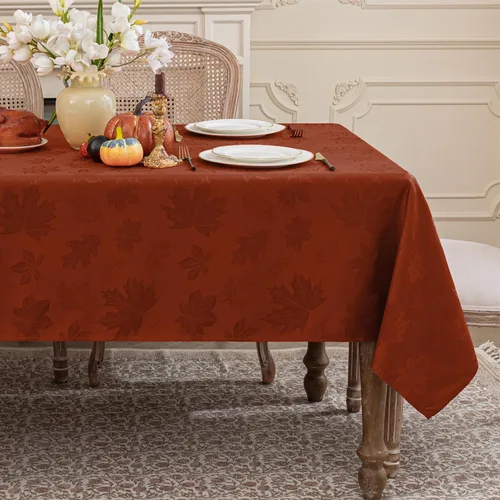 Vista 8 de Softalker: Mantel de Navidad de jacquard, mantel rectangular vintage de damasco de invierno, mantel impermeable de poliéster con copo de nieve