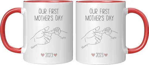 Vista 5 de Taza para el día de la madre para mamá de hija e hijo – Taza de café divertida para la mejor mamá del mundo – Regalo único de cumpleaños para esposa