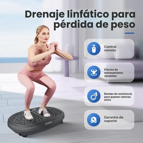 Vista 6 de EILISON FitMaxx 3D XL Vibration Plate Exercise Machine - Whole Body Workout Vibration Platform w/Loop Bands - Lymphatic Drainage Machine for