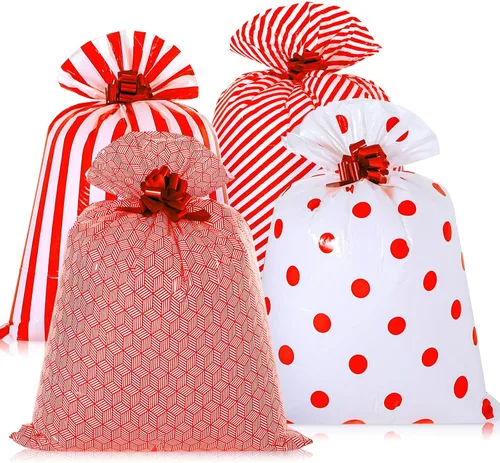 Vista 12 de Fulmoon - 4 bolsas de regalo jumbo de 48 pulgadas, grande, negro dorado
