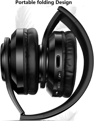Vista 7 de Auriculares Bluetooth sobre la oreja, auriculares inalámbricos con reducción de ruido y micrófono/bajo profundo, auriculares LED plegables y ligeros