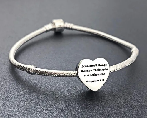 Vista 5 de MUERDOU Dije de corazón, pulsera cristiana con versículo bíblico para oración, fe, religiosa, regalos para mujeres