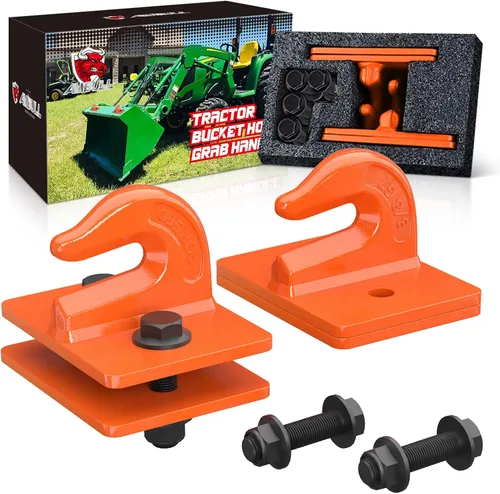 Vista 10 de Gancho de agarre para cubo de tractor de acero forjado de grado 70, gancho de agarre de 3/8 pulgadas con placa trasera, funciona bien para cubo