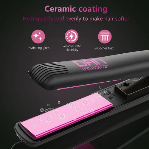 Vista 5 de DAN Technology Plancha plana de cerámica de 1 pulgada, plancha de pelo de temperatura ajustable de 500 grados, calentamiento rápido, doble voltaje