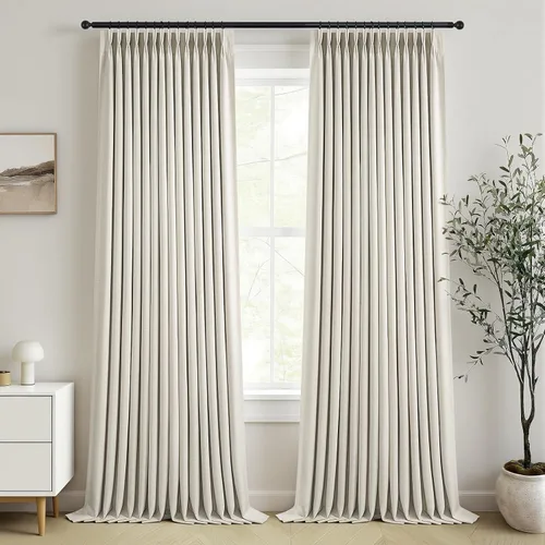 Vista 15 de Topfinel - Cortinas opacas plisadas de 96 pulgadas para dormitorio, 2 paneles Natural