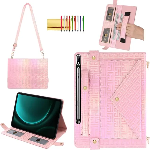 Vista 18 de Bolso Funda para Samsung Galaxy Tab S10 FE/S9 FE 10.9"/S9/S8/S7 11", Techcircle Folio con Soporte Cruzado, Billetera con Ranura para Lápiz S Pen