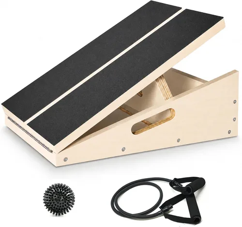 Vista 9 de MUCITAGF - Tabla de equilibrio de madera profesional 2 en 1 y tabla inclinada, 3 ángulos Adjustable Incline Board and Calf Stretcher, Stretch
