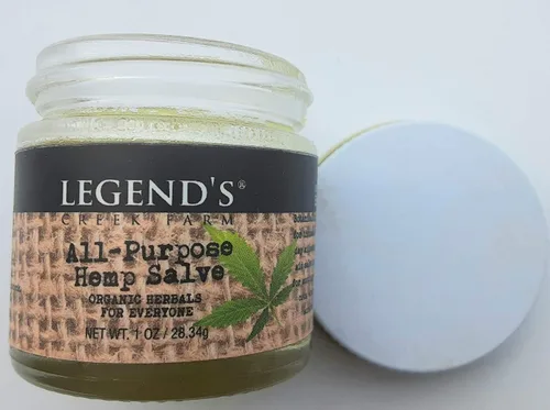 Vista 2 de Legend's Creek Farm Herbal Salve - Ungüento curativo con aceite de cáñamo, consuelda y mirra, bálsamo natural para piel agrietada, rasguños