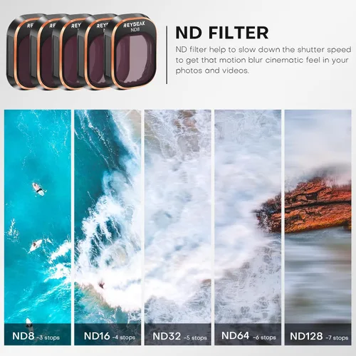 Vista 5 de REYGEAK ND & CPL - Juego de filtros para DJI Mini 4 Pro, 6 unidades CPL ND8 ND16 ND32 ND64 ND128 Polarizador y filtros de densidad neutra Accesorios