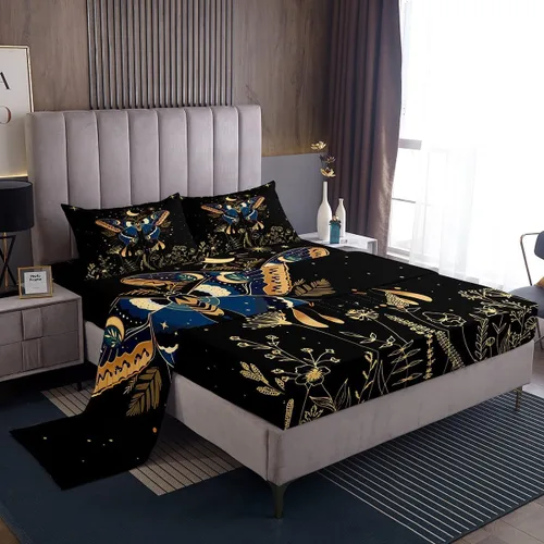 Vista 27 de Erosebridal Juego de sábanas con diseño de gato tamaño individual, sábana encimera Kawaii Garfield para niños y niñas, sábanas con huellas de patas